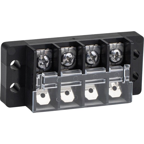 Main product image for Terminal Strip 4-Pole 20A Half Screws and Half Male Quick Disconnect Terminals with Flip-Up Cover090-904